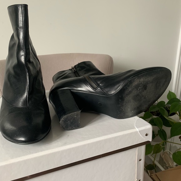 Black Leather Bootie Heels - Picture 2 of 3